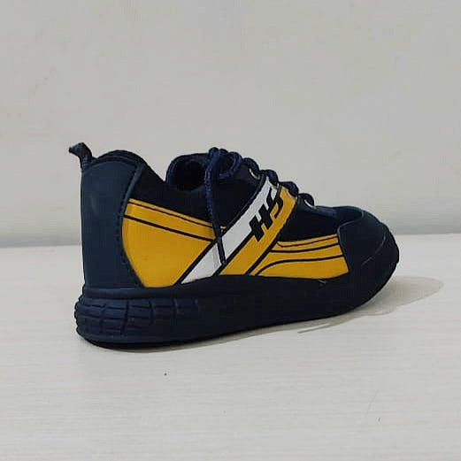 Boys Navy Blue & Yellow Sports Sneakers