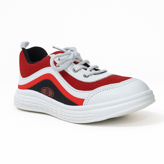 Kids Sports Sneakers – Red & White Mesh Shoes