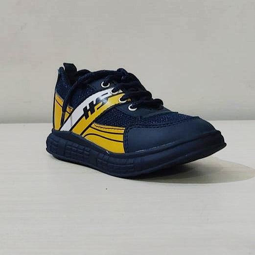 Boys Navy Blue & Yellow Sports Sneakers