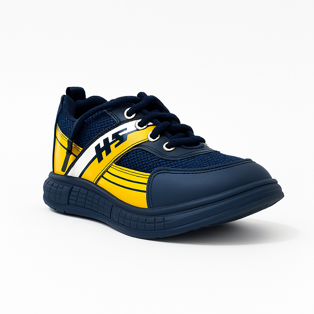 Boys Navy Blue & Yellow Sports Sneakers